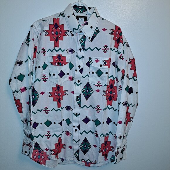 Vintage Ruddock Bros Shirtmakers Western Long Sleeve Aztec-Ispired Pattern Shirt - Picture 1 of 7